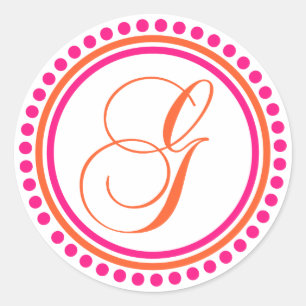 Sticker Rond G Monogramme (rose/orange)
