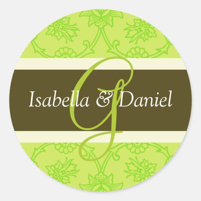 Sticker Rond G Monogrammes Pour Les Sceaux Faire-part de mariag (Devant)
