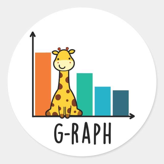 Sticker Rond G-raph Funny Giraffe Graph Pun (Devant)