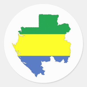 Sticker Rond gabon, drapeau du pays, symbole silhouette
