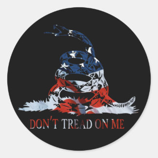 Sticker Rond Gadsden - Ne me touchez pas rouge, blanc et bleu