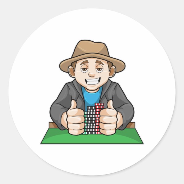 Sticker Rond Gagnant au Poker (Devant)