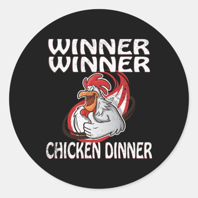 Sticker Rond Gagnant Loser Vidéo Jeu Dîner de poulet Joueur (Devant)