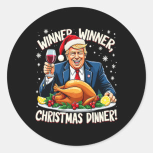 Sticker Rond Gagnante de Trump, le gagnant du dîner de Noël