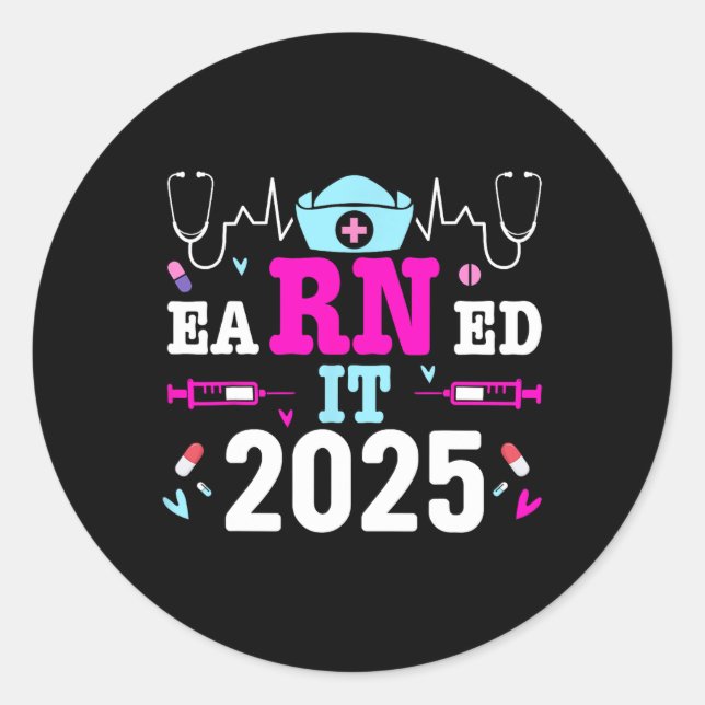 Sticker Rond Gagné Il 2025 Infirmière Graduation École de soins (Devant)