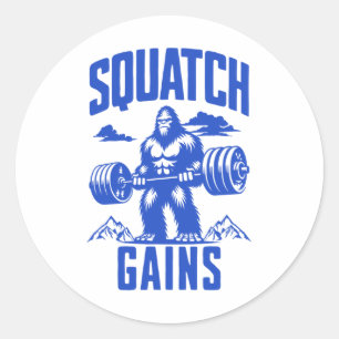 Sticker Rond Gains de squatch Poids Lifting Humour Monochrome G