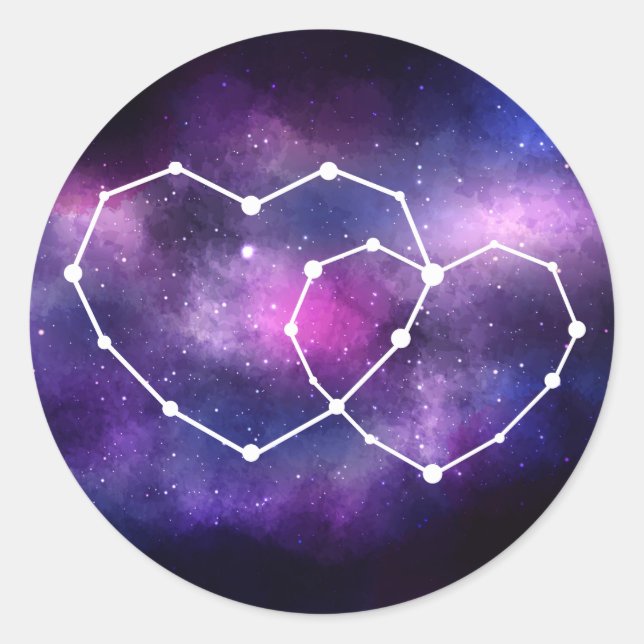 Sticker Rond Galaxie céleste Coeurs Mariages Étoile de constell (Devant)