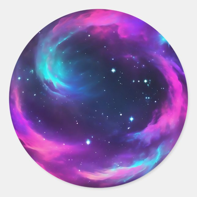 Sticker Rond Galaxie néon dynamique (Devant)