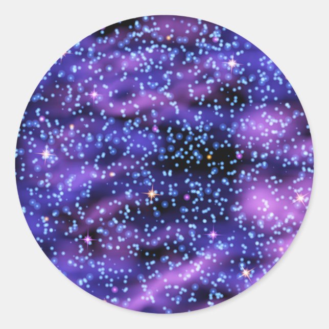Sticker Rond Galaxie spatiale bleue et violet arrière - plan av (Devant)