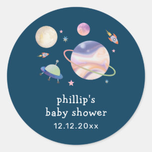 Sticker Rond Galaxie spatiale verte de lune étoilée garçon bébé