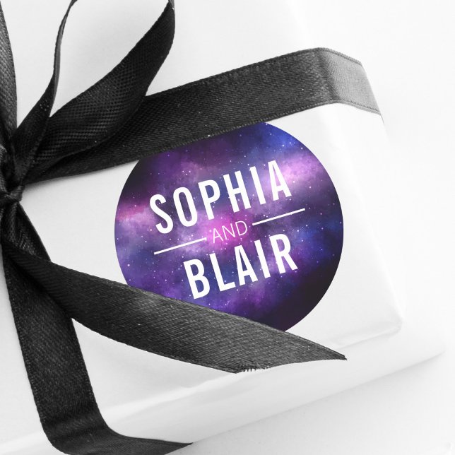 Sticker Rond Galaxy Celestial Stars Moderne Mariage Personnalis (Créateur téléchargé)