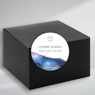 Sticker Rond Galaxy Crystal Geode Business Logo Nom Site Web
