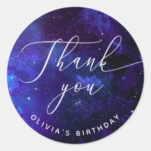 Sticker Rond Galaxy Merci Anniversaire Nuit étoilée cosmique