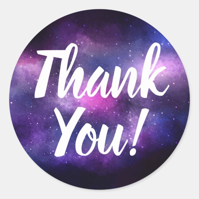 Sticker Rond Galaxy Space Stars Ultra violet violet Merci (Devant)