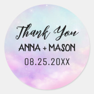 Sticker Rond Galaxy Star Merci Mariage moderne