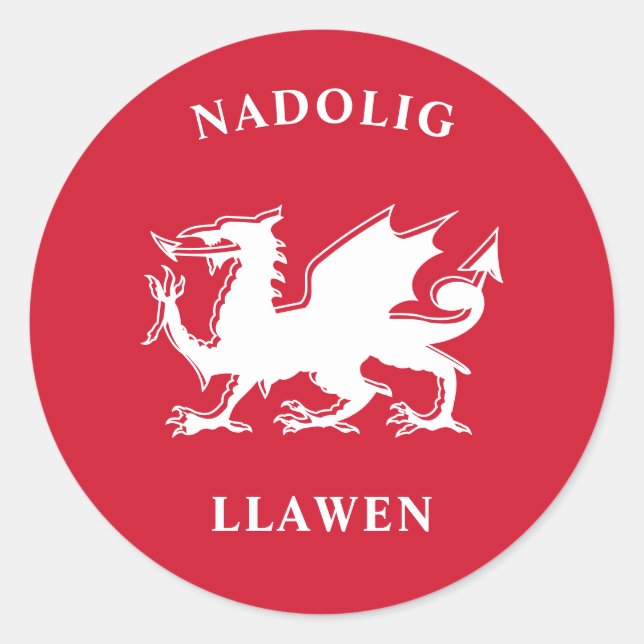 Sticker Rond Gallois Joyeux Noël Simple Celtique Nadolig Llawen (Devant)