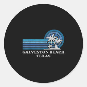Sticker Rond Galveston Beach Texas Famille Vacances d'été Vinta