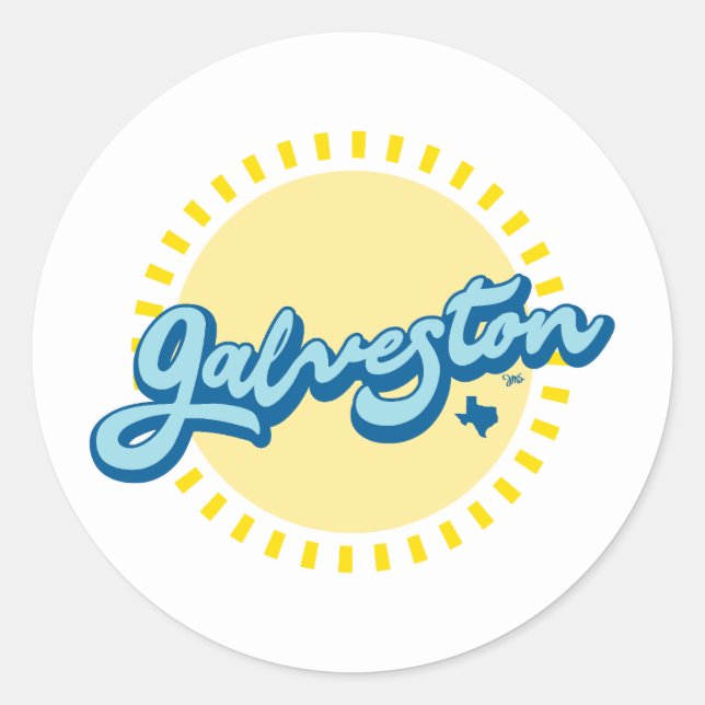 Sticker Rond Galveston Island Texas (Devant)