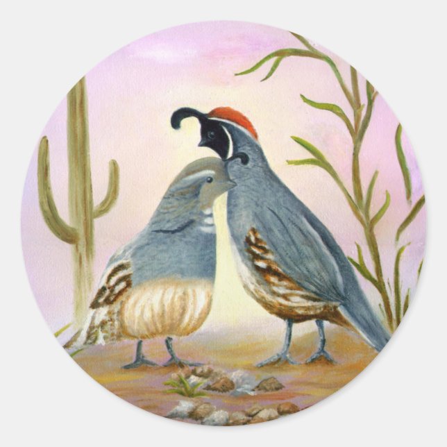 Sticker Rond Gambel Quails (Devant)