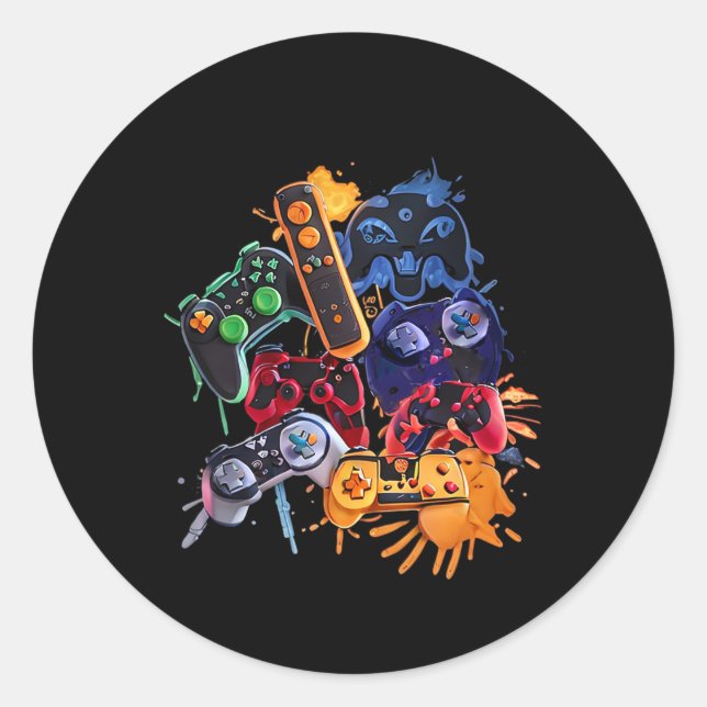 Sticker Rond Game Control All Things Video Game Controller (Devant)