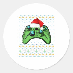 Sticker Rond Game de Noël horrible contrôleur vidéo Ch