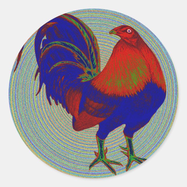 Sticker Rond Gamecock : Coq impressionniste (Devant)