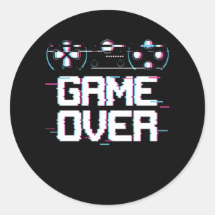 Sticker Rond Gamer de contrôleur Vaporwave de jeu esthétique