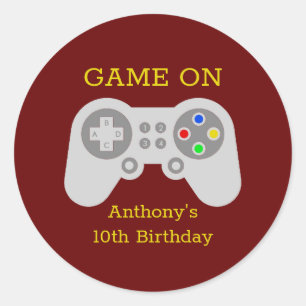 Sticker Rond Gamer moderne N'importe quel âge fête d'anniversai