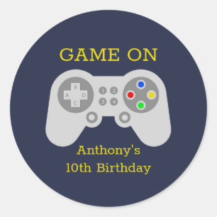 Sticker Rond Gamer moderne N'importe quel âge fête d'anniversai