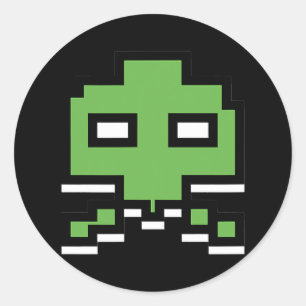Sticker Rond Gamer's Gaming Alien Invader Arcade 80s 90s