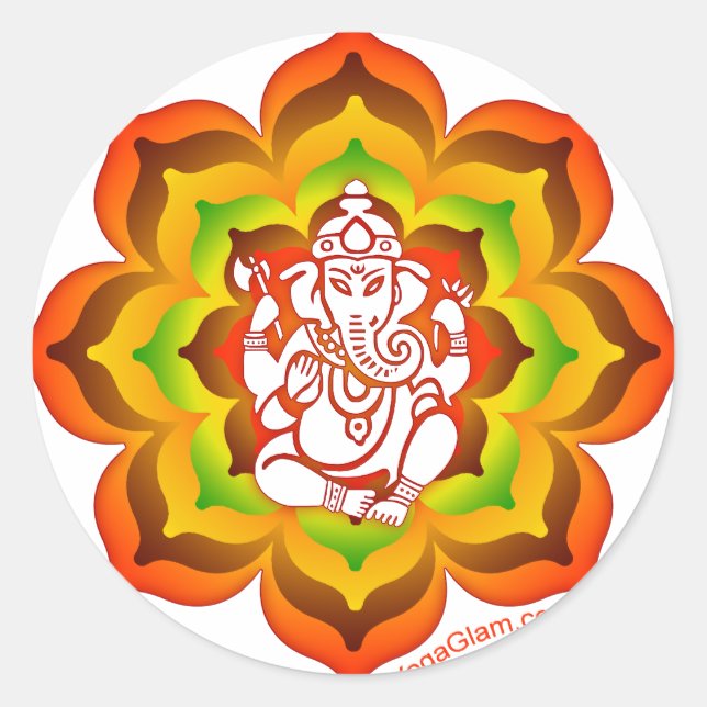 Sticker Rond Ganesh à Lotus (Devant)