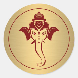 Sticker Rond Ganesh   Dieu indien Mariage hindou bordeaux