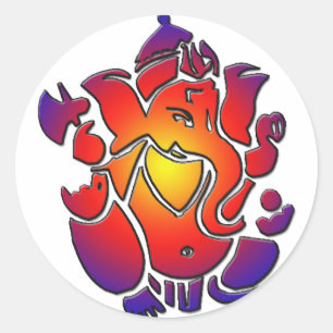 Sticker Rond Ganesh en couleurs