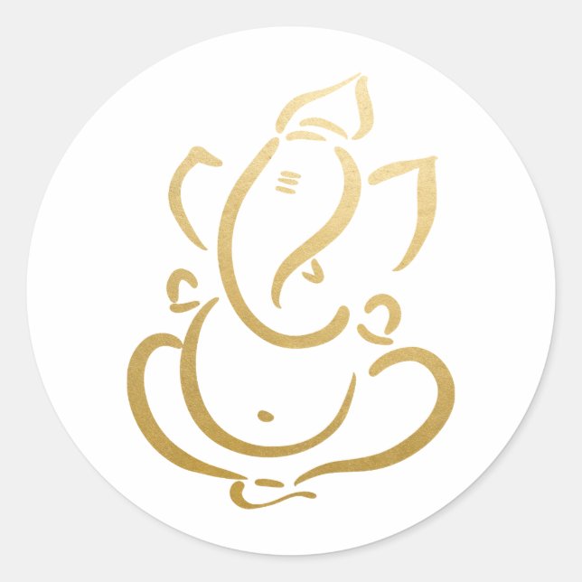 Sticker Rond Ganesh | Ganapati | Dieu indien | Faux Or  (Devant)