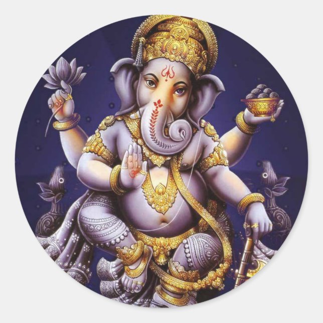 Sticker Rond Ganesh Ganesha Hindu India Asian Elephant Deity (Devant)
