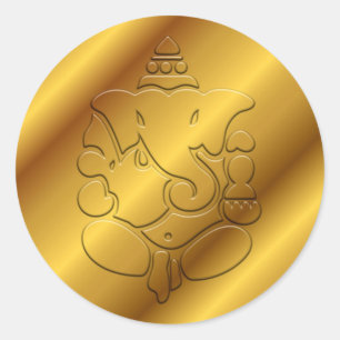 Sticker Rond Ganesha d'or
