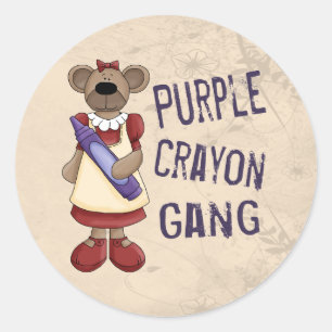 Sticker Rond Gang Crayon pourpre