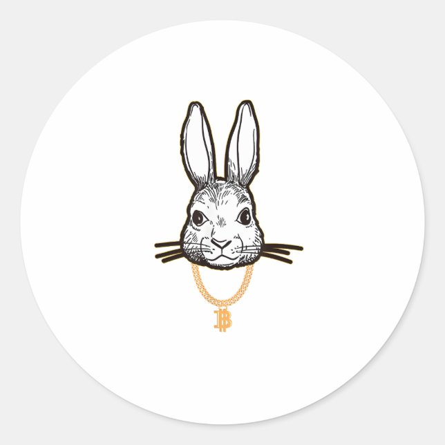 Sticker Rond Gangsta Bunny Rabbit Bitcoin TShirt Crypto pièce M (Devant)