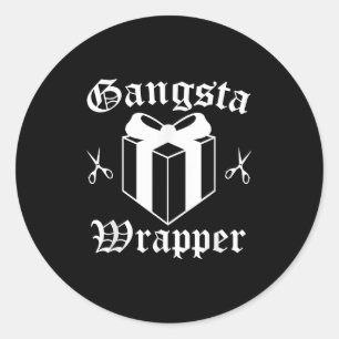 Sticker Rond Gangsta Wrapper Noël
