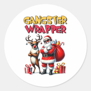 Sticker Rond Gangster cadeau de Noël enrobé