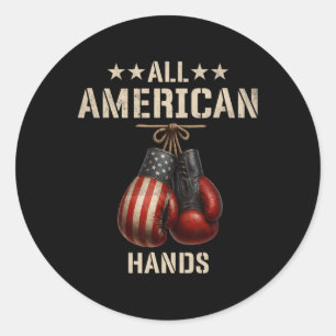 Sticker Rond Gant de boxe Drapeau américain patriotique de tout