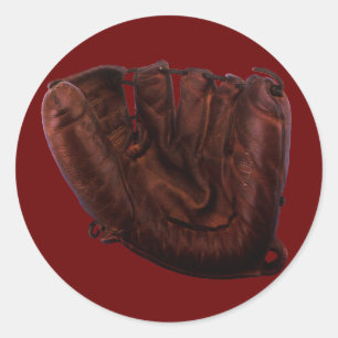 Sticker Rond Gants de Baseball en Cuir Antique Sports Vintage