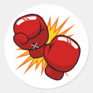 Sticker Rond Gants de boxe de bande dessinée