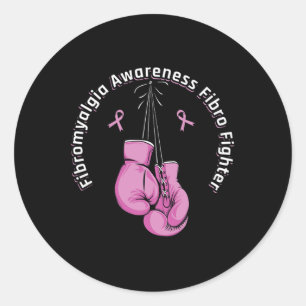 Sticker Rond Gants de boxe de sensibilisation Fibro chasseur