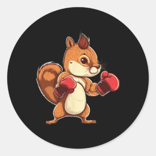 Sticker Rond Gants de boxe Écureuil Boxeur Kickboxeur Kickboxin