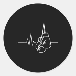 Sticker Rond Gants De Boxe Et Coeur