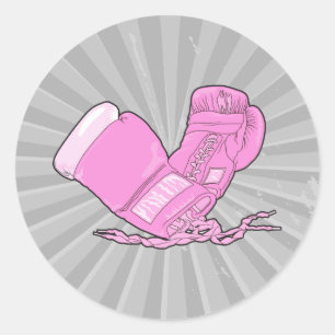 Sticker Rond gants de boxe rose vectoriel