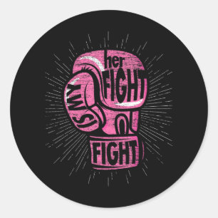 Sticker Rond Gants De Boxe Sa Lutte Est Mon Combat Cancer Du Se