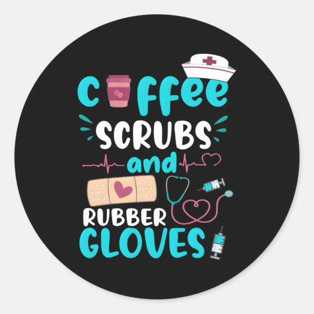 Sticker Rond Gants En Caoutchouc Scrubs Rn Infirmière Infirmièr (Devant)