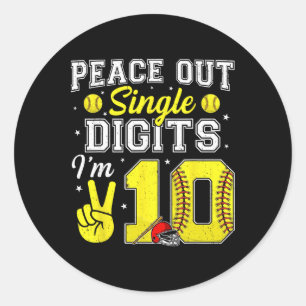 Sticker Rond Garçon 10 ans Softll Peace Out Chiffres Simples 1